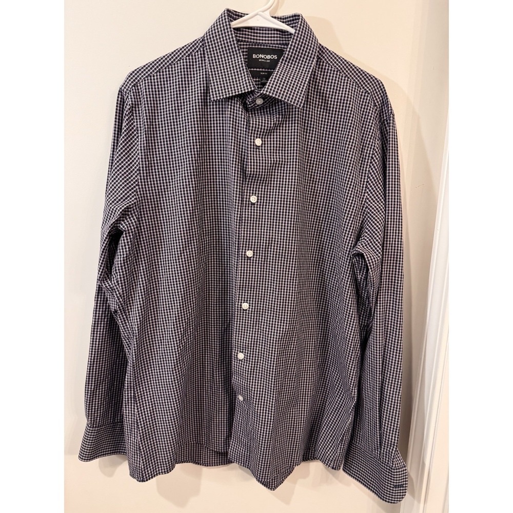 Bonobos Long Sleeve Button Down Shirt Size Large Slim Fit Purple Plaid